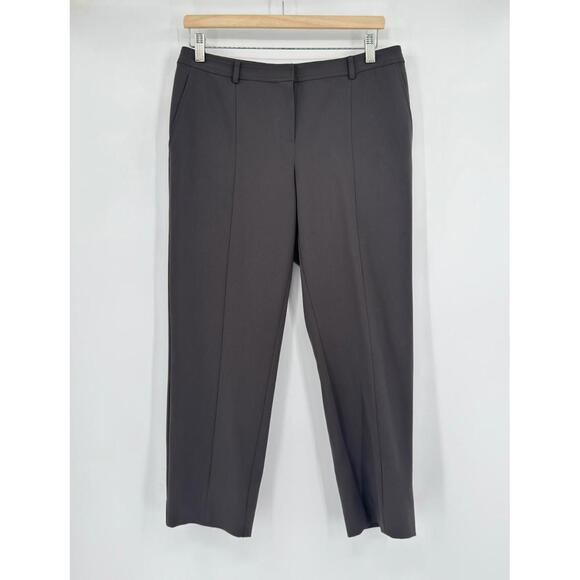 St. John Brown Crepe Front Seam Straight Leg Trouser Ankle Pants Sz 6 - Picture 1 of 5